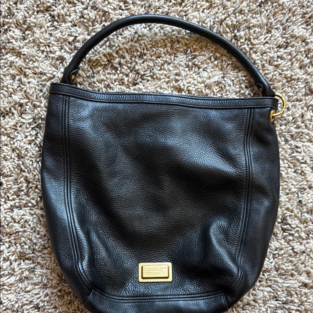 Marc Jacobs Black and Gold Shoulder Bag with Hobo Style